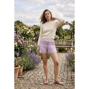 Women's Stretch Lace Ruffle Bloomer Shorties Purple (See Measurments)
